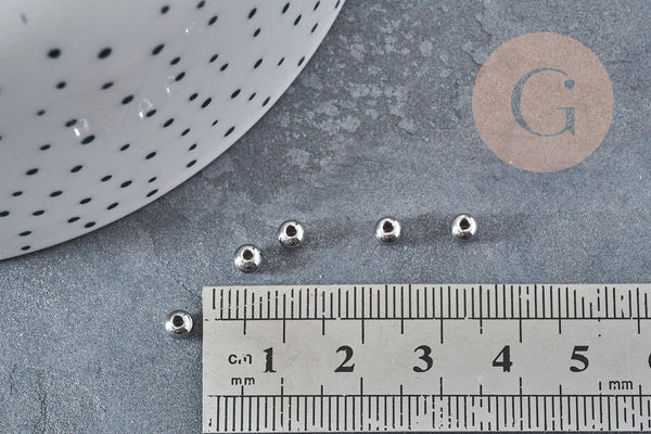 Perle intercalaire ronde acier inoxydable platine 4mm, x100 (G8828)