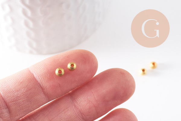 Perle intercalaire ronde laiton doré sablée 4mm, x10 (G4079)