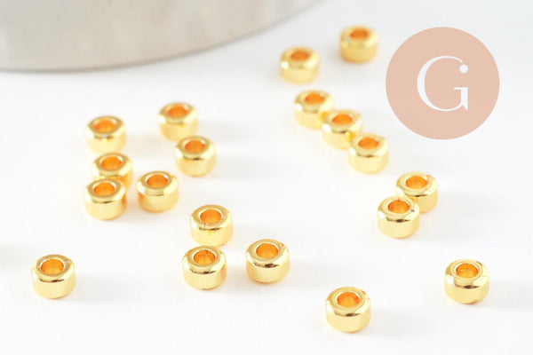 Perle intercalaire rondelles laiton doré 4mm,perle disque dorée pour création bijoux, x20 G9541