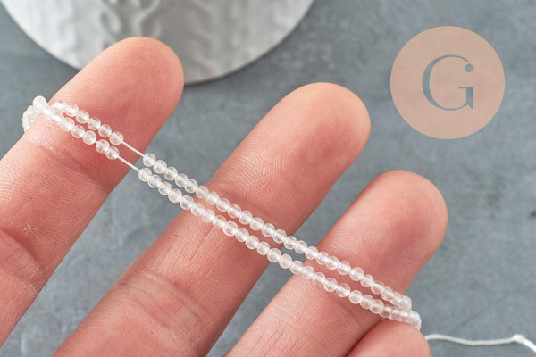 Perle jade blanche, fourniture créative, jade naturelle,jade,2mm,fil de 40 cm, x1 (G3101)