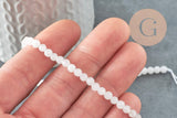 Perle jade naturel blanc facette 4mm, x1 fil de 36.5cm (G3001)