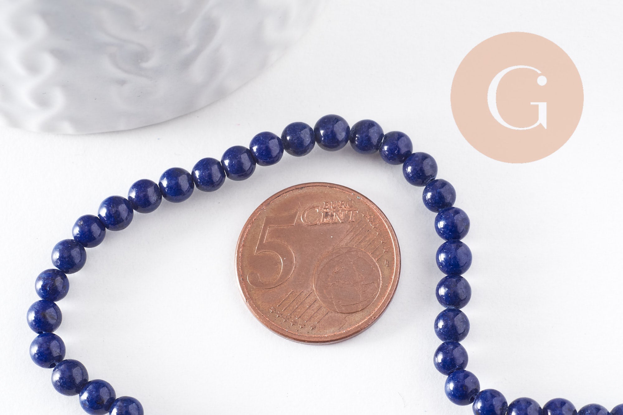 Perle jade naturel teinté bleu foncé 4mm, x1 fil de 40 cm (G4100)