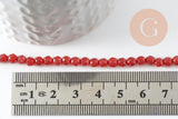 Perle jade rouge vif ,pierre naturelle,jade naturel, perle facette,jade,4mm,fil de 37 cm (G0887)