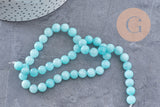 Perle jade teinté imitation amazonite ronde 8mm, x1 fil de 40cm (G4707)