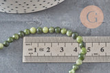 Perle jade vert olive ronde naturelle 4mm, x1 fil de 38cm (G11340)-Perles-Gingerlily Perles
