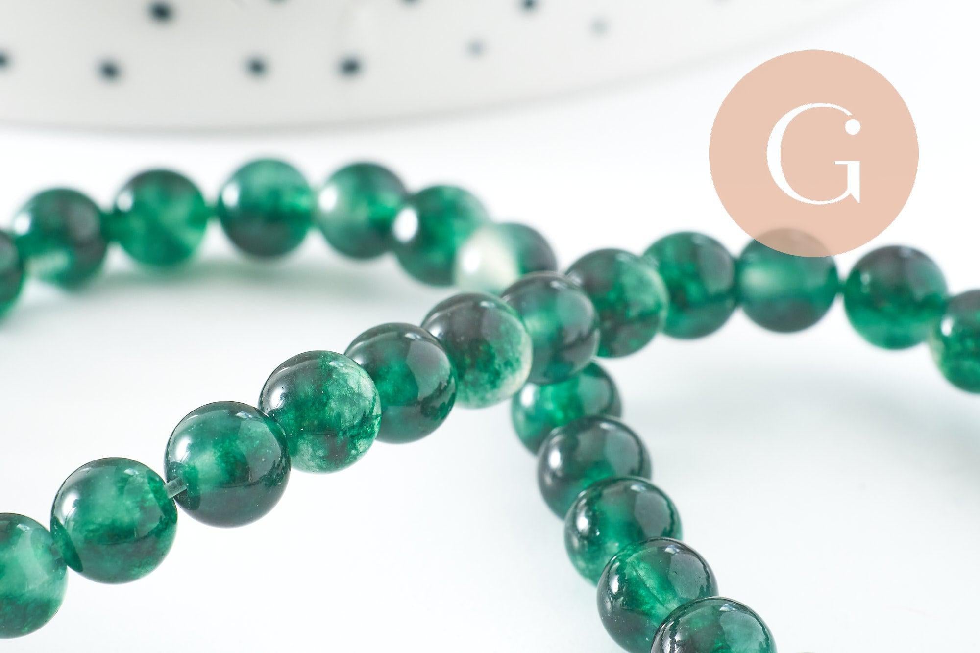 Perle jade vert,perles rondes,perle jade,jade naturel, jade vert,pierre naturelle, 6mm, le fil de 60 perles, x1(G1785)