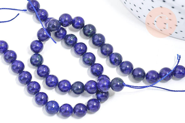 Perle lapis lazuli ronde 8mm,lapis bleu,pierre naturelle, perles pierre,lapis naturel,le fil de 20 cm (G5747)