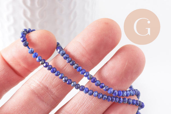 Perle lapis lazuli ronde facett,bijou pierre naturelle,lapis lazuli naturel, perle pierre,3x2mm,le fil de 39cm (G3558)