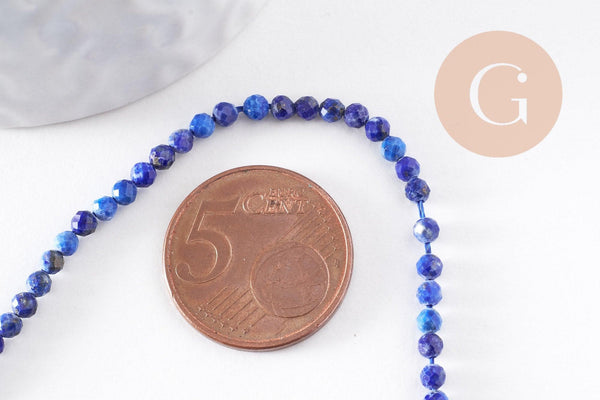 Perle lapis lazuli ronde facett,bijou pierre naturelle,lapis lazuli naturel,pierre naturelle, pierre,3mm,le fil de 39 cm (G3877)