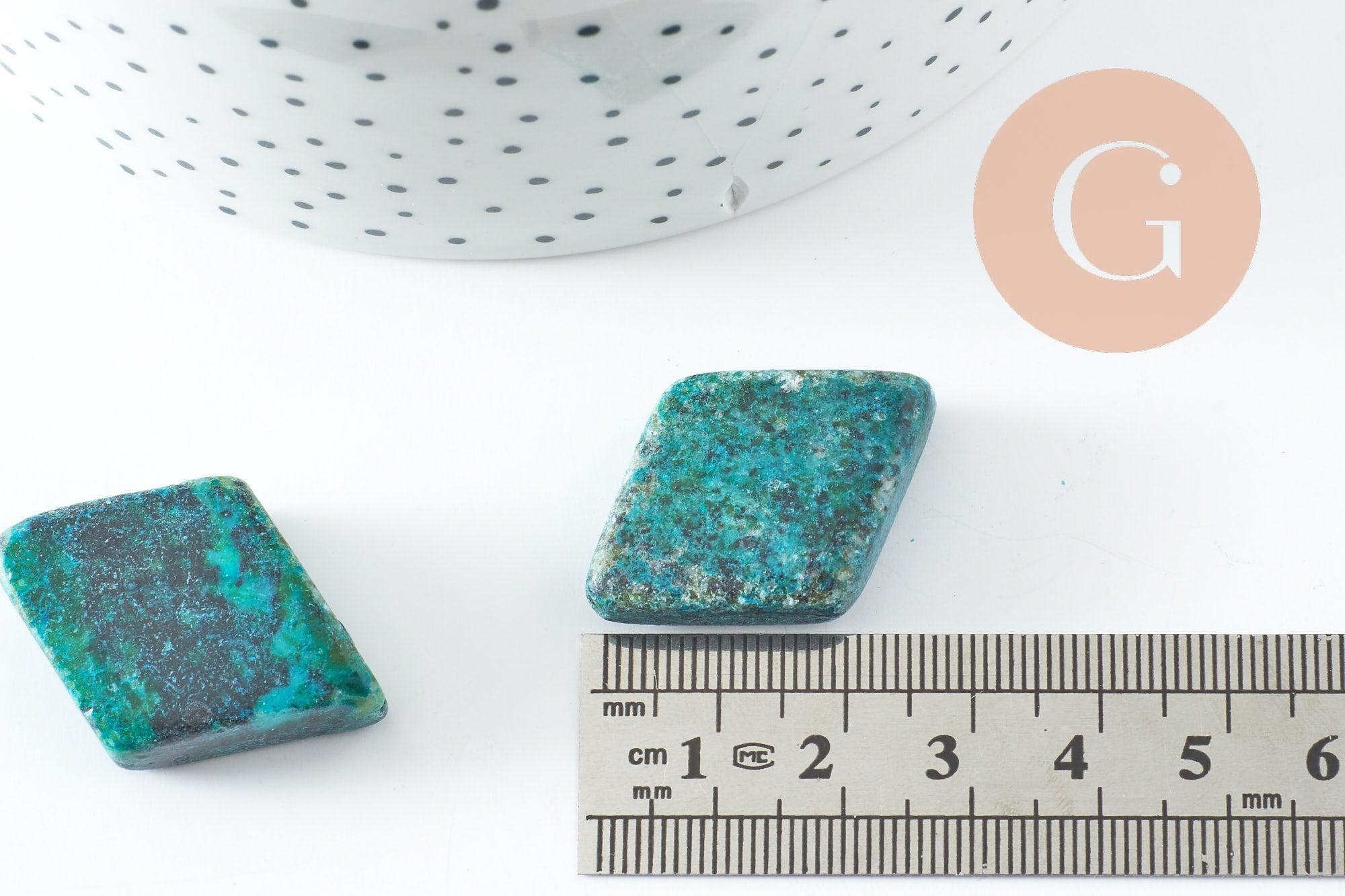 Perle losange turquoise naturelle verte teintée 36mm, x1 (G0524)