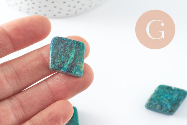 Perle losange turquoise naturelle verte teintée 36mm, x1 (G0524)