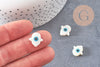 Perle main de fatma mauvais oeil nacre blanche 15-16 mm, Perles coquillage création bijou chance, x 5 G7135
