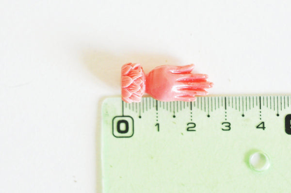 Perle main résine rose,perle imitation corail pour fabrication bijoux en bambou de mer naturel,26.5mm, X2 (G3854)