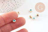 Perle mauvais œil doré émail blanc laiton doré 5.5mm, x10 (G7119)