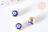 Perle mauvais œil doré émail bleu foncé laiton doré 5,5mm,chance, bijou mauvais oeil, x10 G7118
