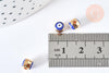 Perle mauvais œil doré émail bleu foncé laiton doré 5,5mm,chance, bijou mauvais oeil, x10 G7118