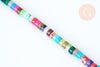 Perle multicolore pierre heishi,perle pierre rondelle pour création bijoux femme,4mm,fil de 155 perles, X1 (G5586)