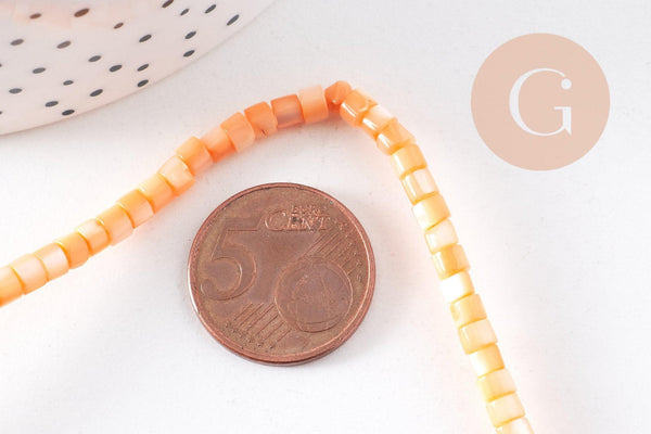 Perle nacre naturelle heishi multicolore 4x2.5mm, x1 fil de 38.9cm (G7886)