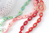 Perle navette nacre colorée mauvais oeil, bijou porte-bonheur,chance, gri-gri,15mm, fil de 25 perles, x1 (G0300)