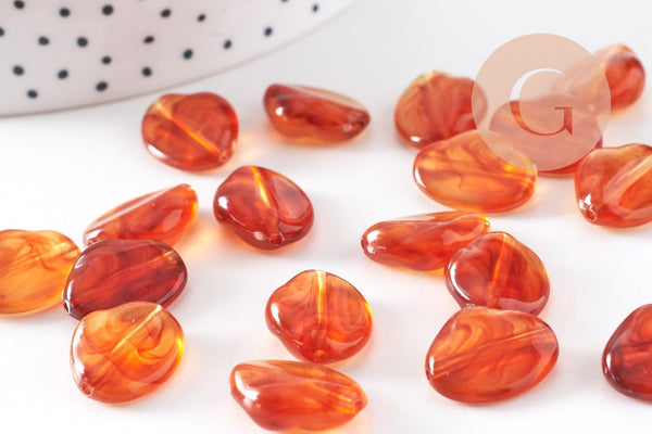 Perle nuggets acrylique imitation ambre 17mm, x2 (G10484)