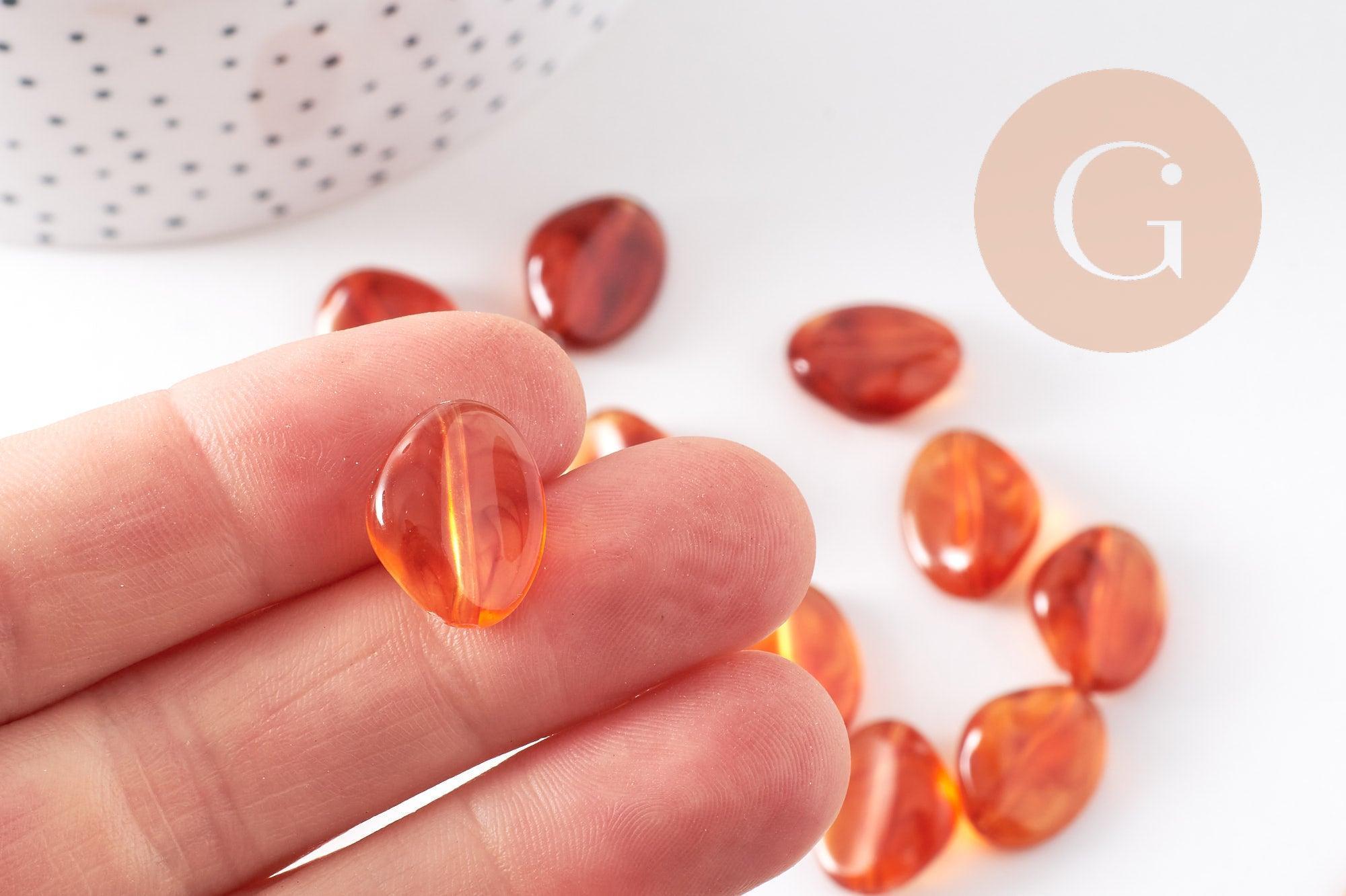 Perle nuggets acrylique imitation ambre 17mm, x2 (G10484)