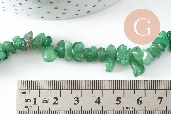 Perle nuggets chips aventurine naturelle 13-22mm, x1 fil de 81cm (G3809)