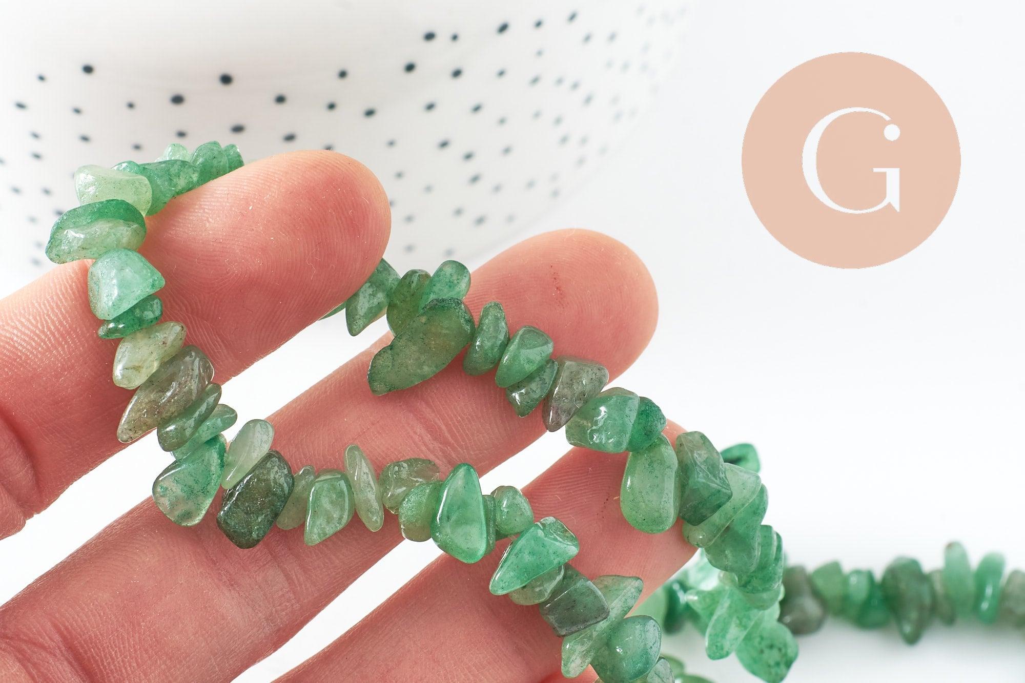 Perle nuggets chips aventurine naturelle 13-22mm, x1 fil de 81cm (G3809)