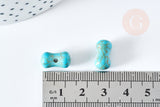 Perle osselet howlite turquoise,howlite naturelle, perle turquoise, perle pierre, 12mm, x5 (G3436)