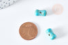 Perle osselet howlite turquoise,howlite naturelle, perle turquoise, perle pierre, 12mm, x5 (G3436)