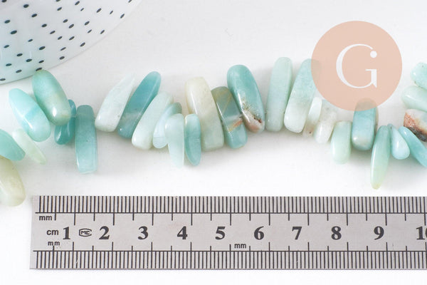 Perle ovale amazonite naturelle 13-22mm,perle pierre naturelle , fil 40cm x1 (G8536)
