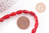 Perle ovale corail rouge, perles corail, corail rouge, corail naturel, fil 40cm,9-13mm, x1 (G0670)
