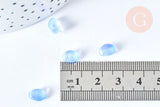 Perle ovale goutte verre imitation jade bleu clair 8.5mm, x10 Perles (G7294)