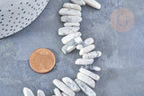 Perle ovale howlite blanche naturelle 13-22mm, x1 le fil 40cm (G8537)