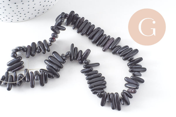 Perle ovale pierre noire, pierre précieuse, pierre naturelle, pierre roulée,13-22mm, x1 (G1477)