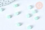 Perle ovale verre imitation jade vert clair 8.5mm, création de bijoux DIY, x10 G6951
