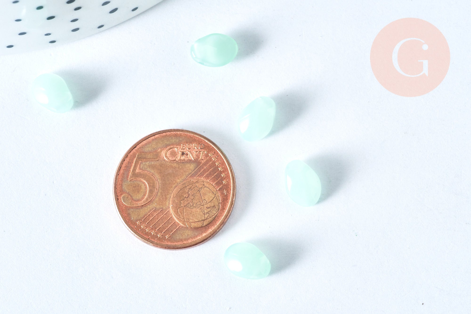 Perle ovale verre imitation jade vert clair 8.5mm, création de bijoux DIY, x10 G6951