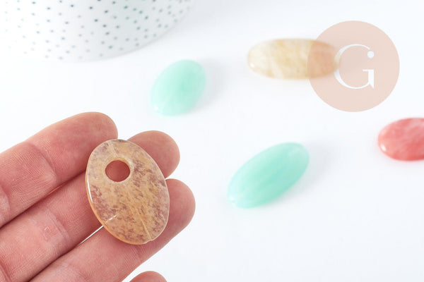 Perle ovale verre multicolore 24-40mm, création bijoux faits main x1 (G9696)