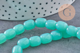 Perle ovale verre vert opaquet, des perles en verre imitation jade, fil de 39 perles,9.5mm x1 (G5368)