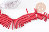 Perle pointe howlite naturelle rouge 18-43mm, fil de 38cm environ x1 (G10133)