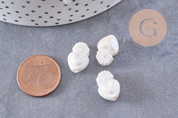 Perle porcelaine blanche coeur irisé 16mm, x25 (G3309)