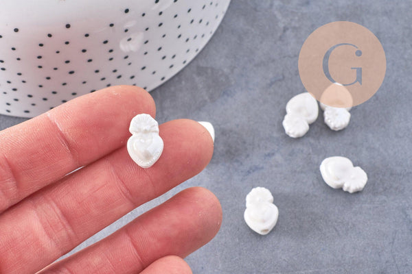 Perle porcelaine blanche coeur irisé 16mm, x25 (G3309)