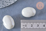 Perle porcelaine blanche ovale irisé 23.5mm, fournitures pour création de bijoux en céramique et porcelaine, x10 (G3313)