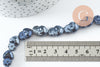 Perle porcelaine cœur bleu foncé irisé 16mm, x24 (G9791)