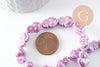 Perle porcelaine coeur violet irisé 16mm, x24 (G9799)