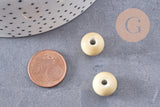 Perle porcelaine jaune pâle, perle céramique, perle ronde, 1.5cm, x5 (G2300)