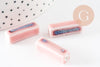 Perle porcelaine rectangle rose-bleu 25~29mm,création bijoux céramique, x5 (G9352)
