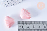 Perle porcelaine rose coquillage, perle céramique géométrique fabrication bijoux en céramique rose, 22.5-23.5mm, x10 (G3429)