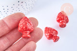 Perle porcelaine rouge pomme de pin,perle céramique, céramique blanche,19mm, x10 (G7876)