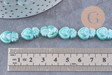 Perle porcelaine turquoise coeur irisé, perle céramique bleu, 16mm, x20 (G3973)