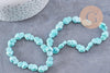 Perle porcelaine turquoise coeur irisé, perle céramique bleu, 16mm, x20 (G3973)